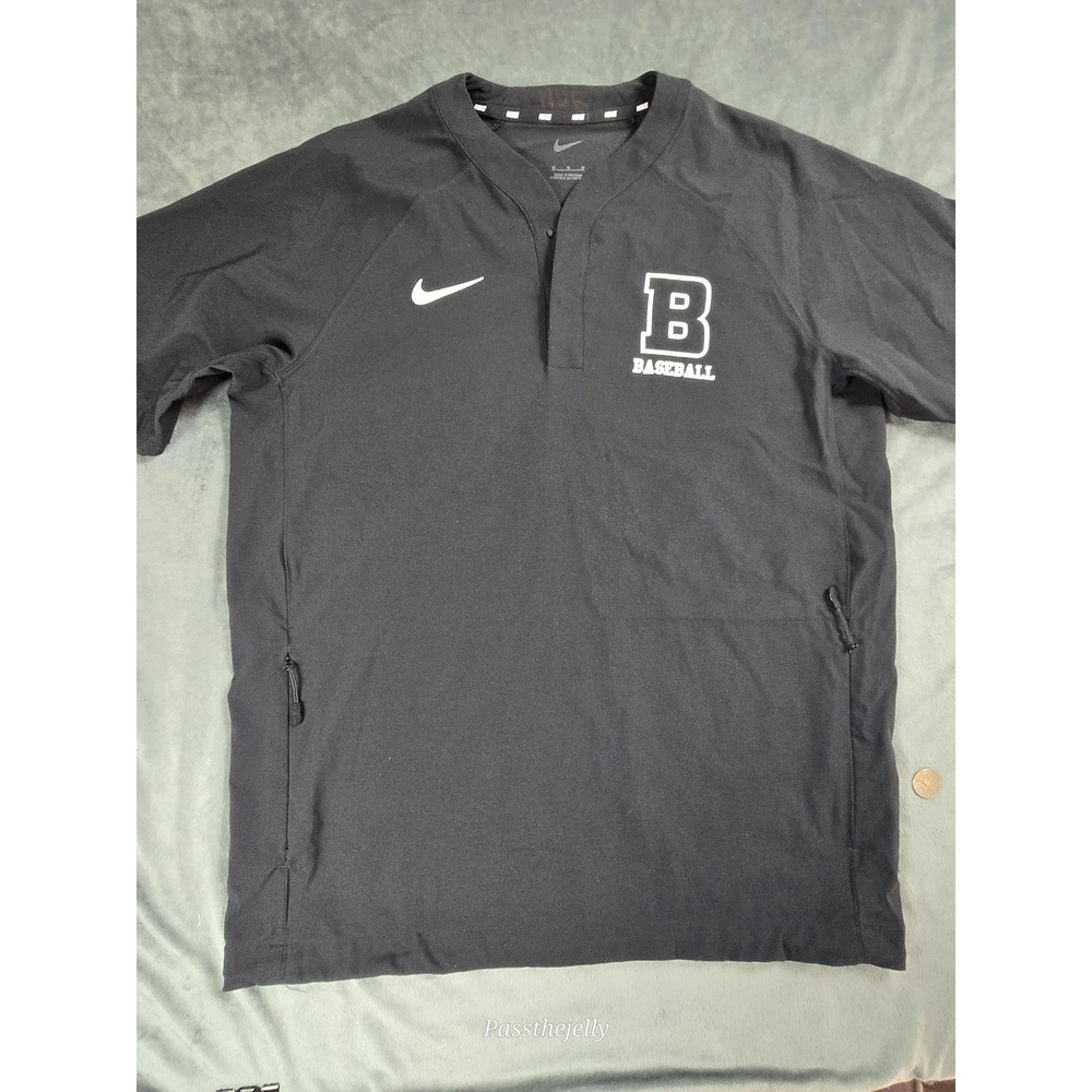 Nike B Baseball‎ Pullover Shirt Mens Medium Short Sleeve Zip Pockets Athletic